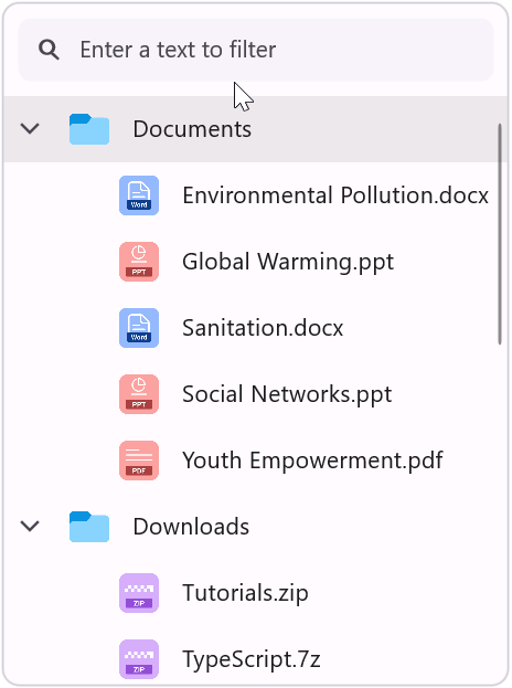.NET MAUI TreeView filter tree nodes